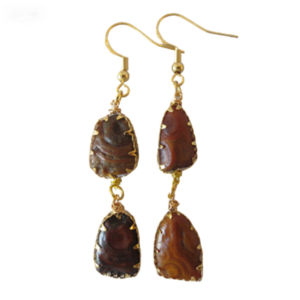 gobi agate raw stone earrings – authentic desert gem jewelry (e100)