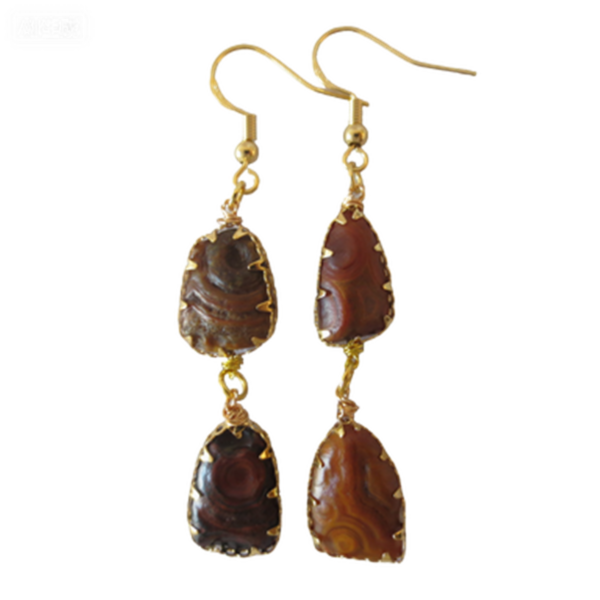 gobi agate raw stone earrings – authentic desert gem jewelry (e100)