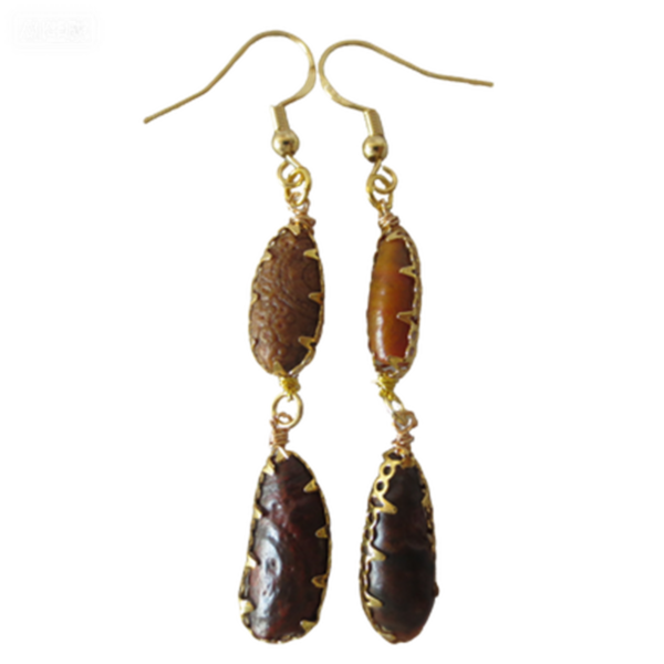 gobi agate raw stone earrings – authentic desert gem jewelry(e86)