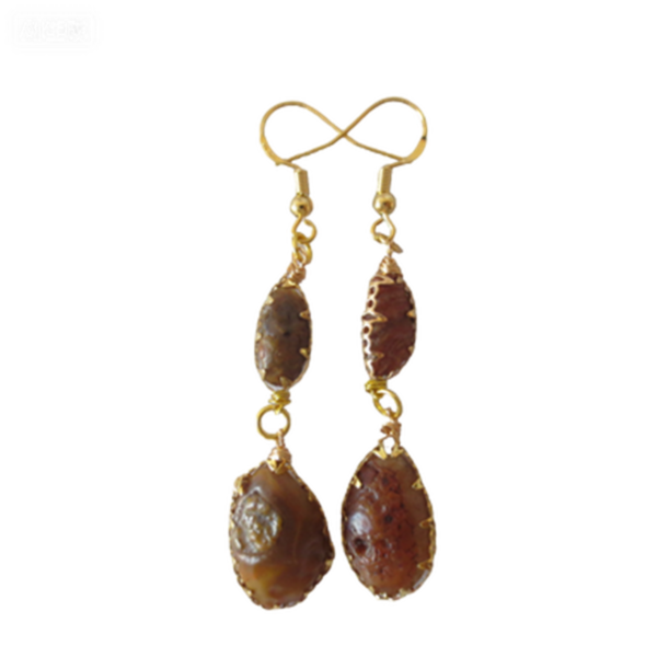 gobi agate raw stone earrings – authentic desert gem jewelry (e101)