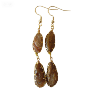 gobi agate raw stone earrings – authentic desert gem jewelry (e98)
