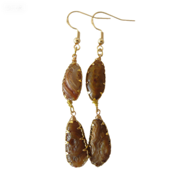 gobi agate raw stone earrings – authentic desert gem jewelry (e98)