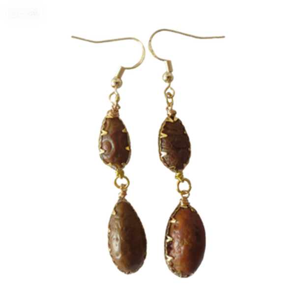 gobi agate raw stone earrings – authentic desert gem jewelry (e122)