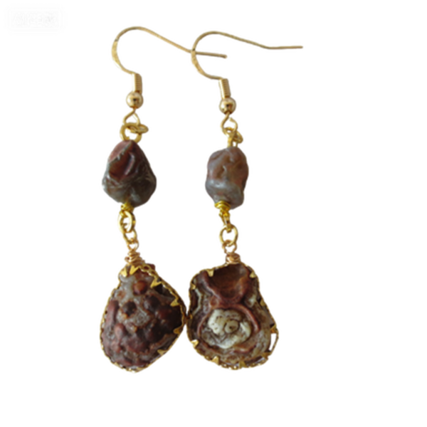 gobi agate raw stone earrings – authentic desert gem jewelry (e147)