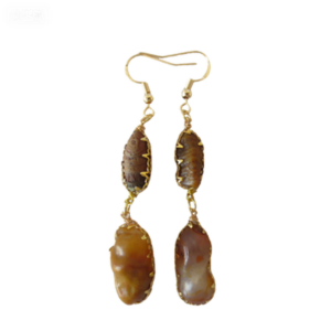 gobi agate raw stone earrings – authentic desert gem jewelry (e153)