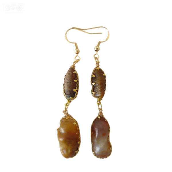 gobi agate raw stone earrings – authentic desert gem jewelry (e153)