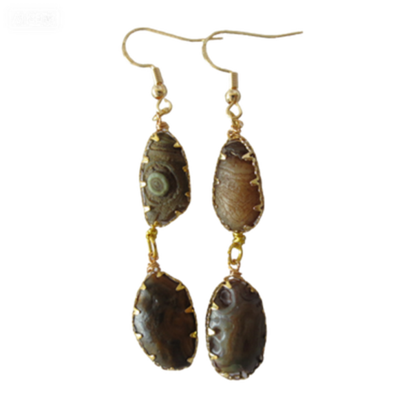 gobi agate raw stone earrings – authentic desert gem jewelry (e133)