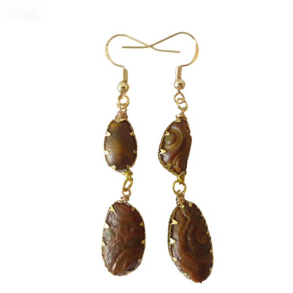 gobi agate raw stone earrings – authentic desert gem jewelry (e118)