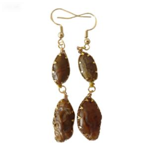 gobi agate raw stone earrings – authentic desert gem jewelry (e119)