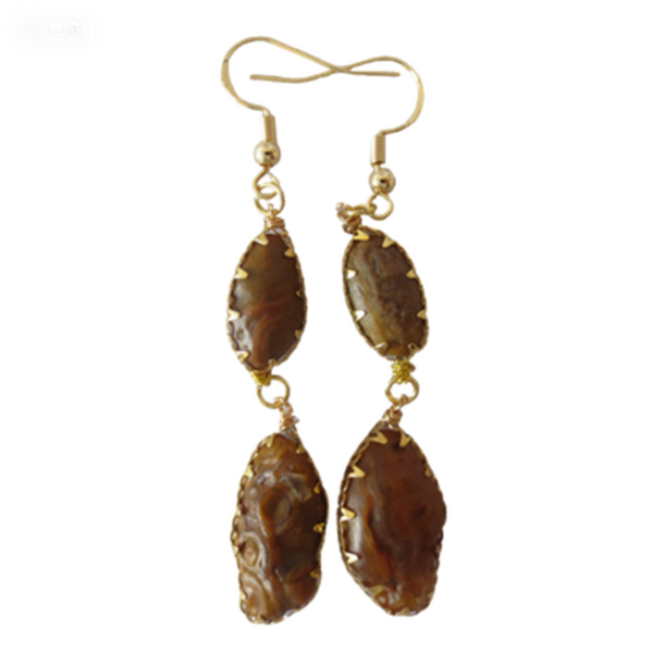 gobi agate raw stone earrings – authentic desert gem jewelry (e119)