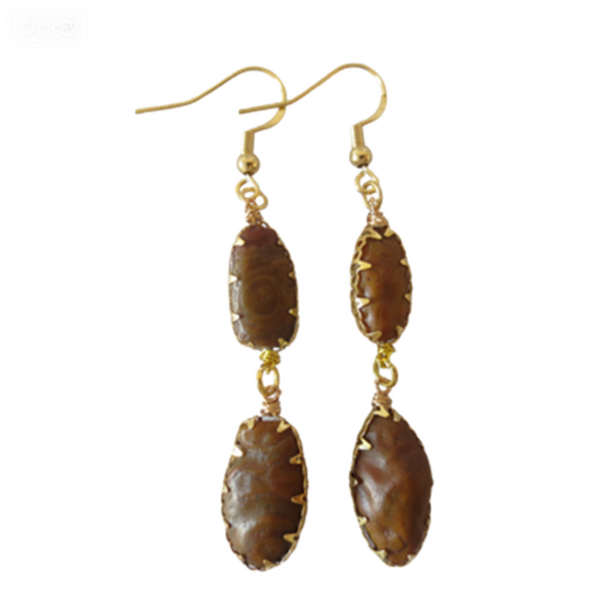 gobi agate raw stone earrings – authentic desert gem jewelry (e103)