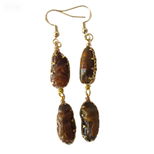 gobi agate raw stone earrings – authentic desert gem jewelry (e135)