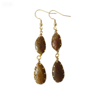 gobi agate raw stone earrings – authentic desert gem jewelry (e111)