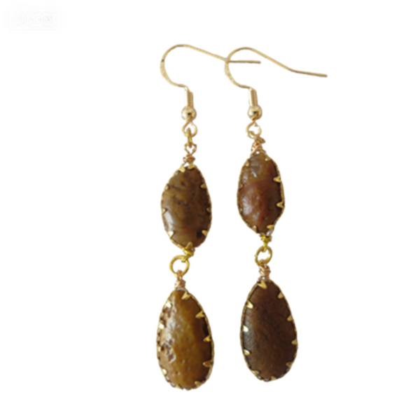 gobi agate raw stone earrings – authentic desert gem jewelry (e111)