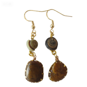 gobi agate raw stone earrings – authentic desert gem jewelry (e114)