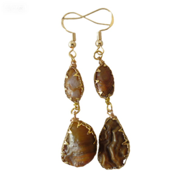 gobi agate raw stone earrings – authentic desert gem jewelry (e120)