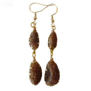 gobi agate raw stone earrings – authentic desert gem jewelry(e97)