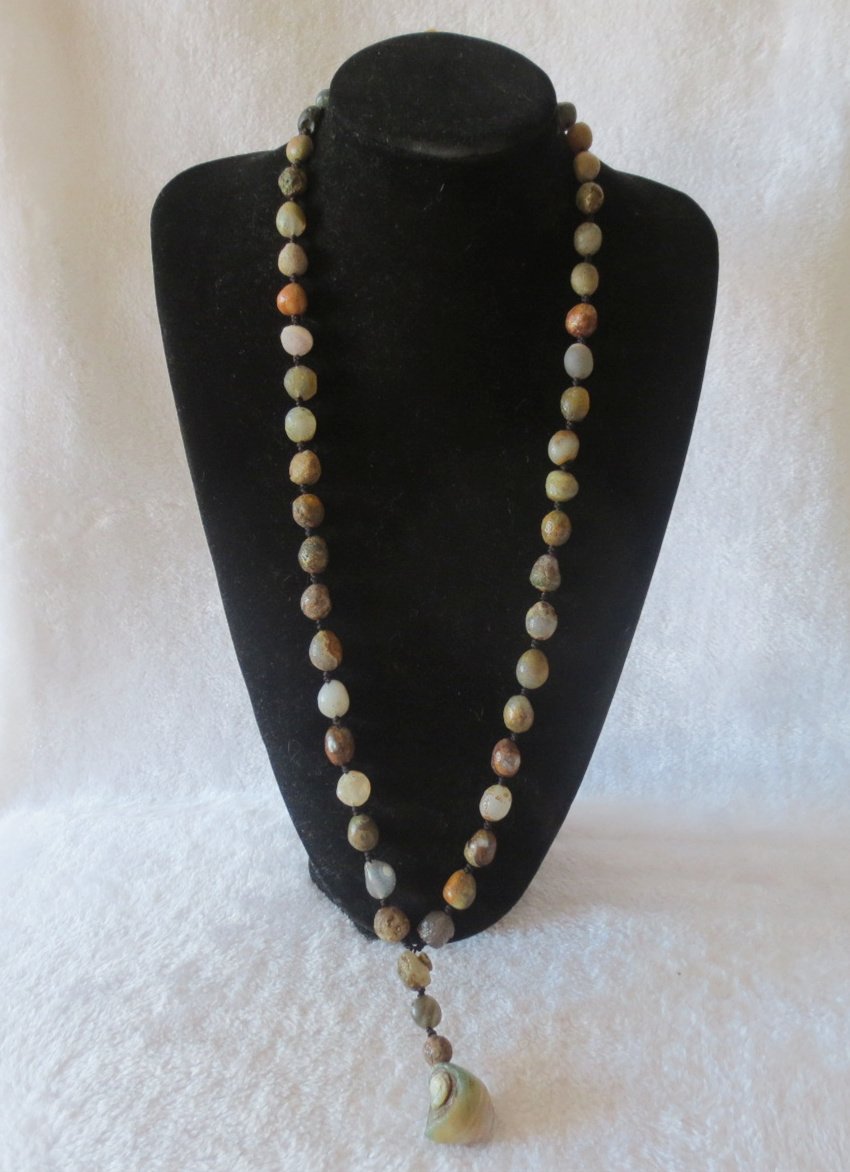 gobi agate raw stone necklace – authentic desert gem jewelry (n645)