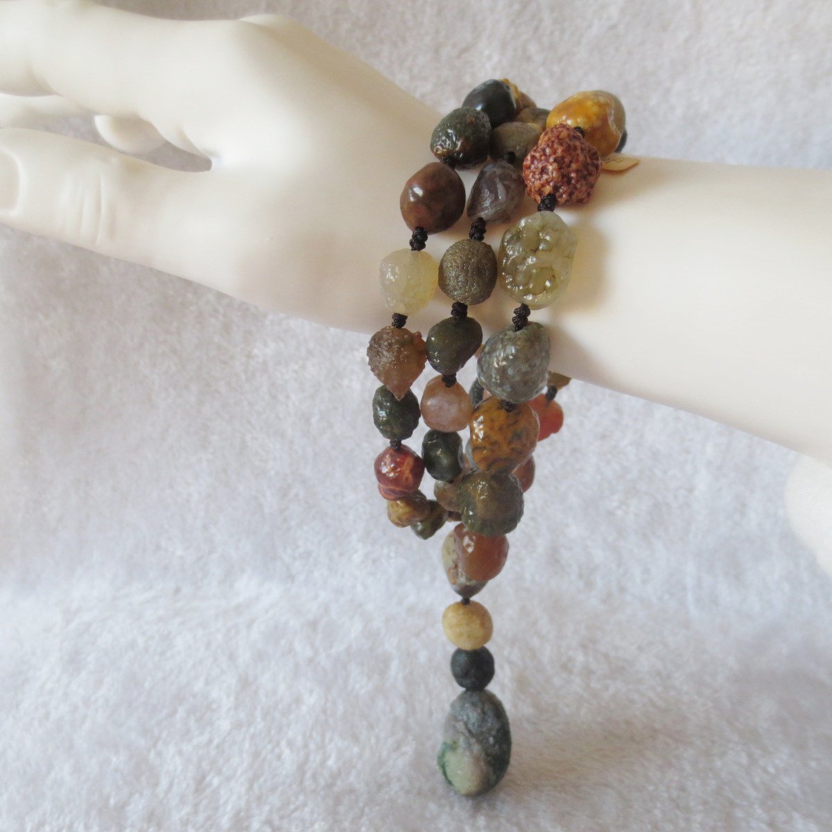 gobi agate raw stone necklace – authentic desert gem jewelry (n650)