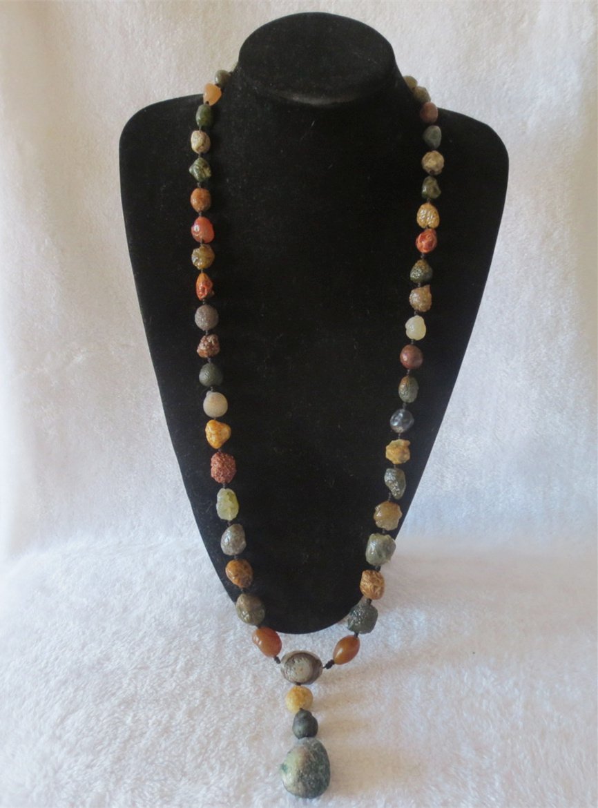gobi agate raw stone necklace – authentic desert gem jewelry (n650)