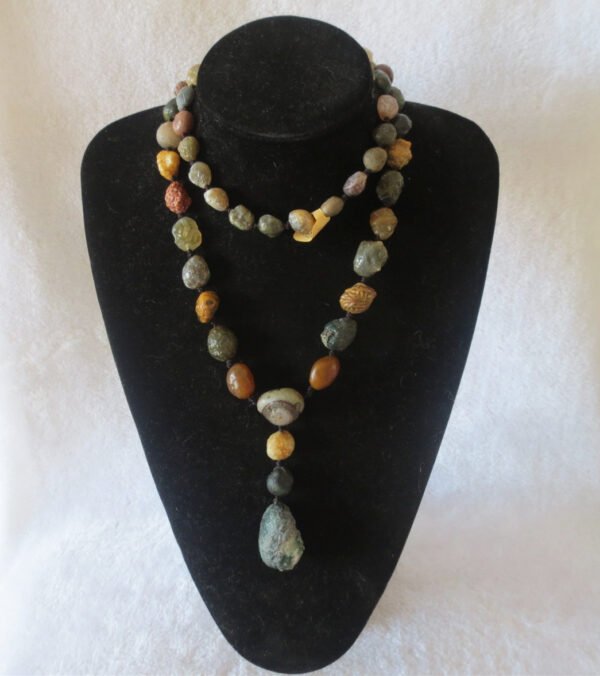 gobi agate raw stone necklace – authentic desert gem jewelry (n650)