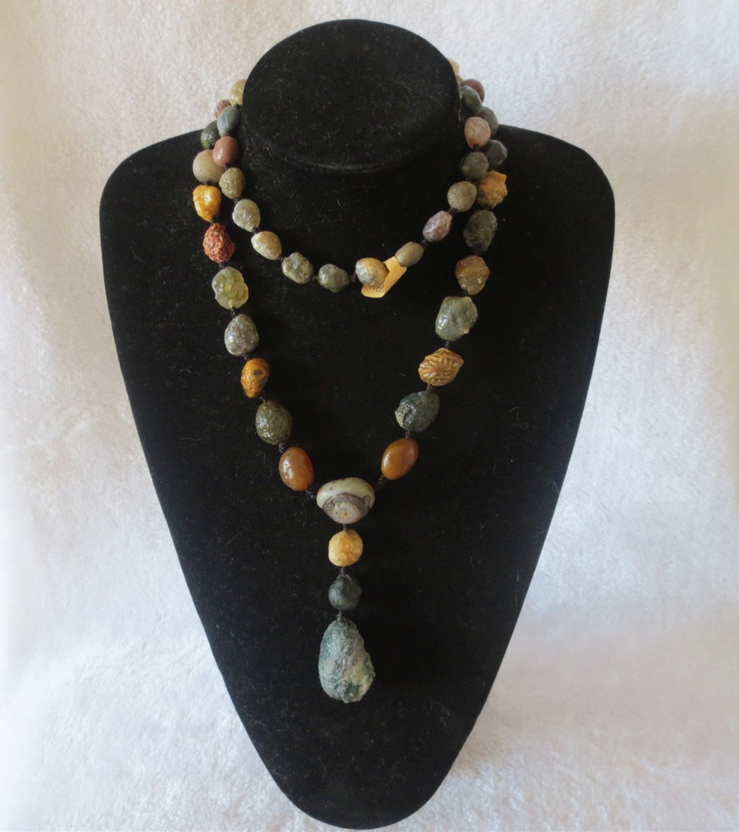 gobi agate raw stone necklace – authentic desert gem jewelry (n650)