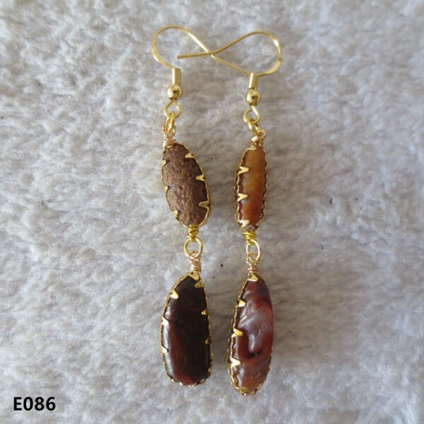 gobi agate raw stone earrings – authentic desert gem jewelry(e86)