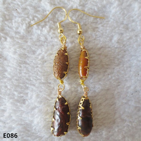 gobi agate raw stone earrings – authentic desert gem jewelry(e86)