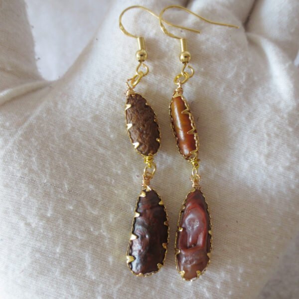 gobi agate raw stone earrings – authentic desert gem jewelry(e86)