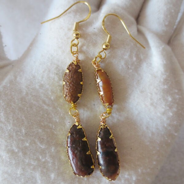 gobi agate raw stone earrings – authentic desert gem jewelry(e86)