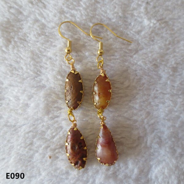 gobi agate raw stone earrings – authentic desert gem jewelry(e90)