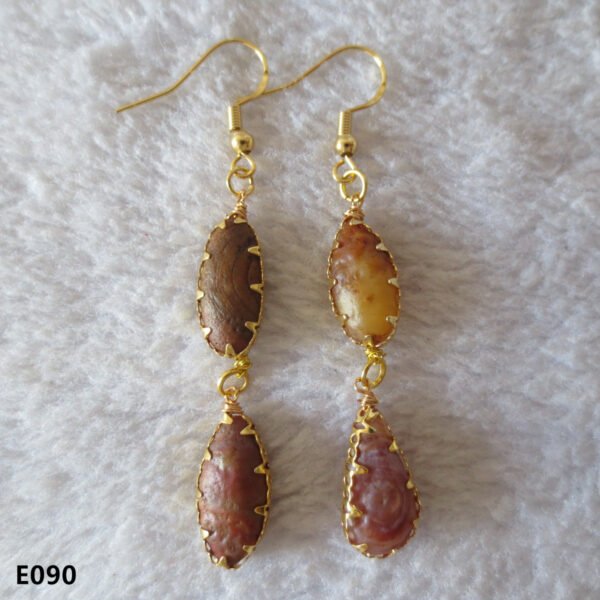 gobi agate raw stone earrings – authentic desert gem jewelry(e90)