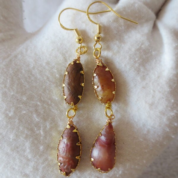 gobi agate raw stone earrings – authentic desert gem jewelry(e90)