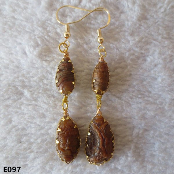 gobi agate raw stone earrings – authentic desert gem jewelry(e97)