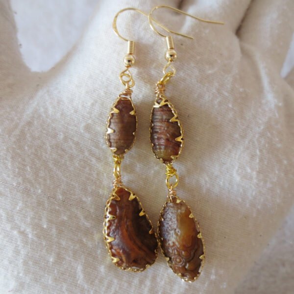 gobi agate raw stone earrings – authentic desert gem jewelry(e97)