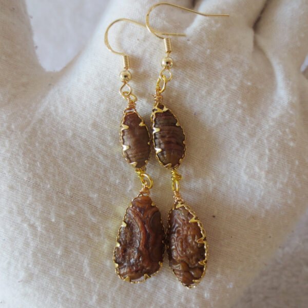 gobi agate raw stone earrings – authentic desert gem jewelry(e97)
