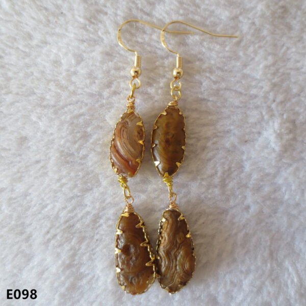 gobi agate raw stone earrings – authentic desert gem jewelry (e98)