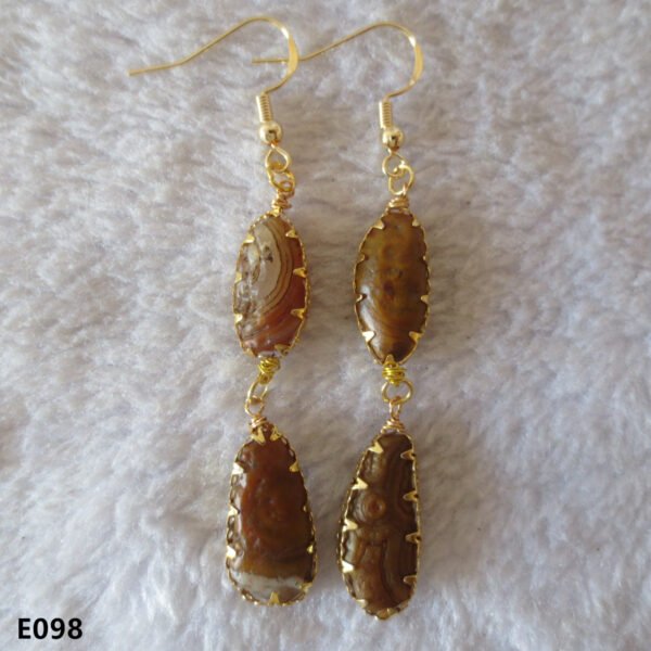 gobi agate raw stone earrings – authentic desert gem jewelry (e98)