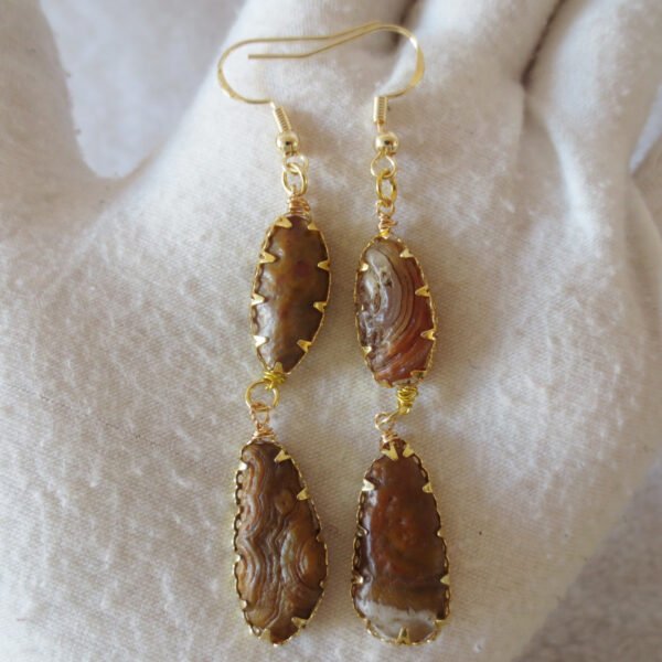 gobi agate raw stone earrings – authentic desert gem jewelry (e98)
