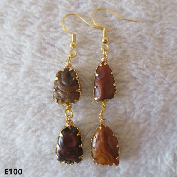 gobi agate raw stone earrings – authentic desert gem jewelry (e100)
