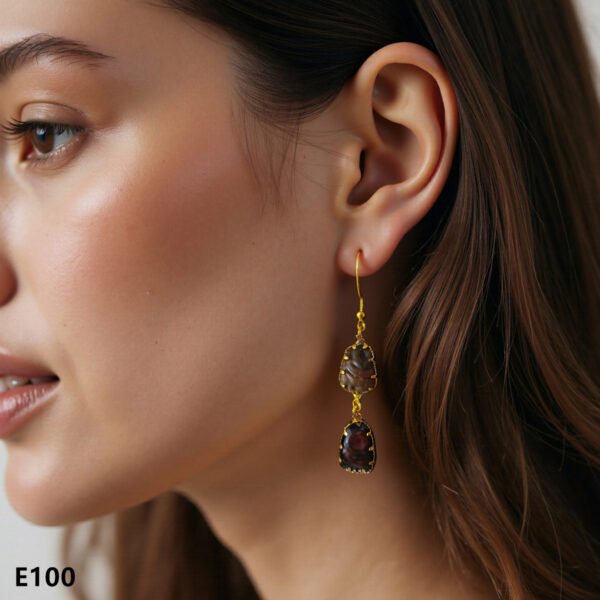 gobi agate raw stone earrings – authentic desert gem jewelry (e100)