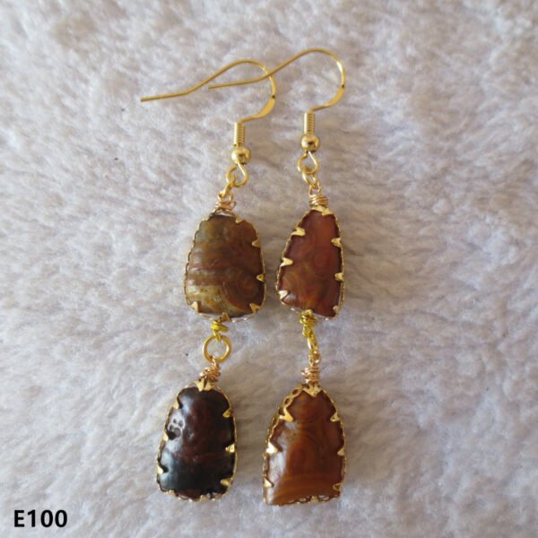 gobi agate raw stone earrings – authentic desert gem jewelry (e100)
