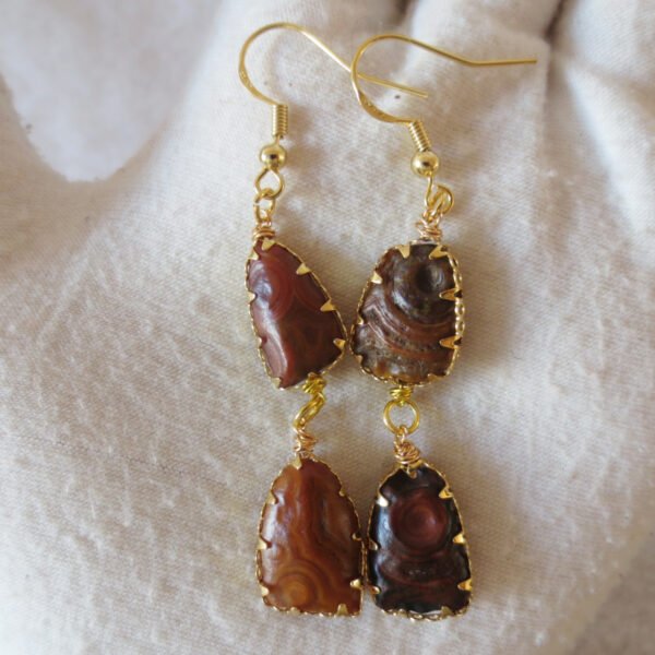 gobi agate raw stone earrings – authentic desert gem jewelry (e100)