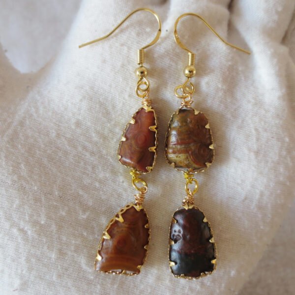 gobi agate raw stone earrings – authentic desert gem jewelry (e100)