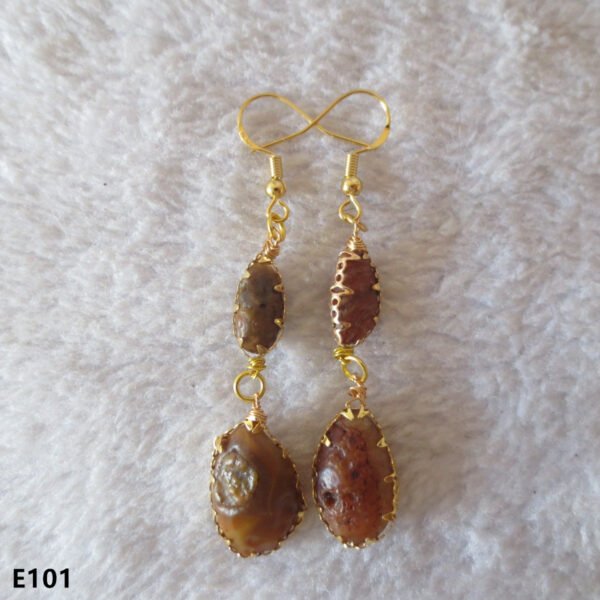 gobi agate raw stone earrings – authentic desert gem jewelry (e101)
