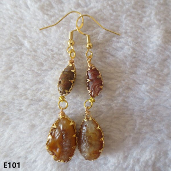 gobi agate raw stone earrings – authentic desert gem jewelry (e101)