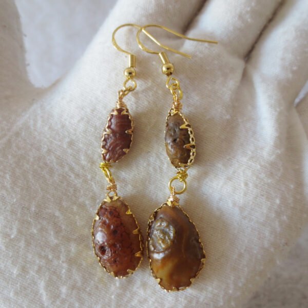 gobi agate raw stone earrings – authentic desert gem jewelry (e101)