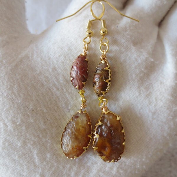 gobi agate raw stone earrings – authentic desert gem jewelry (e101)