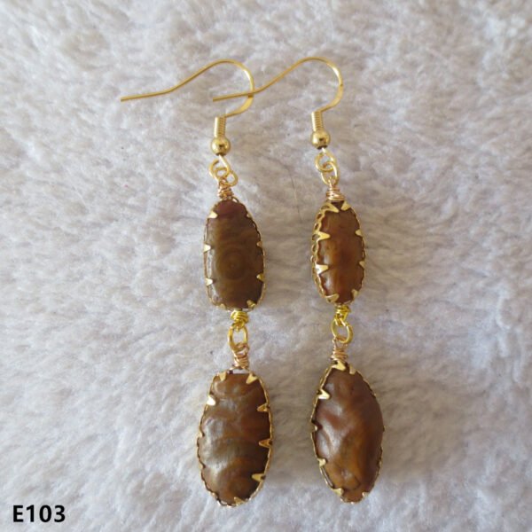 gobi agate raw stone earrings – authentic desert gem jewelry (e103)