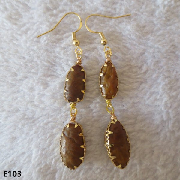 gobi agate raw stone earrings – authentic desert gem jewelry (e103)